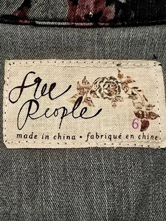 Free People Cropped Floral Blazer Jacket Size 6 Boho Romantic Cottagecore - Picture 10 of 14